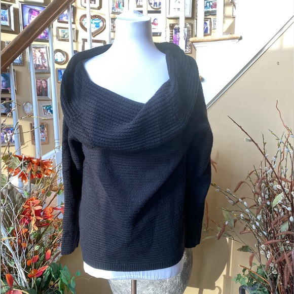 White House Black Market Sweaters - white house black market xl black cowl neck off shoulder sweater